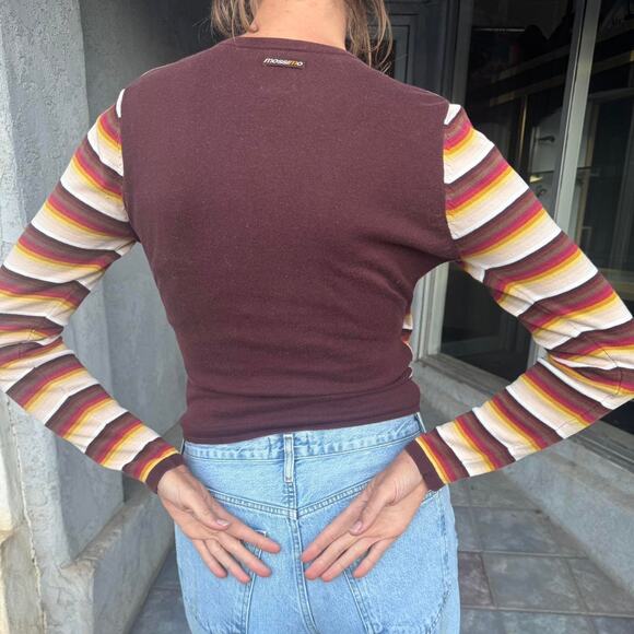 90s Mossimo M Striped V-Neck Long Sleeve Sweater - Picture 4 of 7